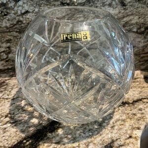 Vintage IRENA Crystal Clear 24% Lead Handcut Crystal 4.5" Round Bowl Vase Poland
